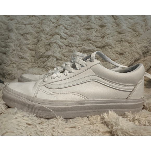 Old Skool Classic White Leather Vans size 8.5 - Picture 4 of 7